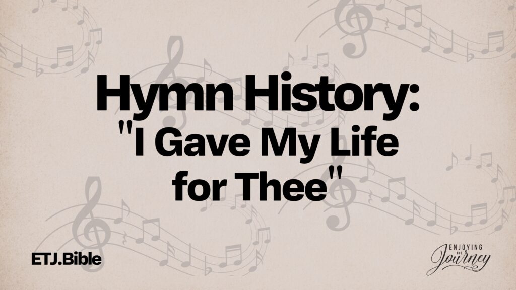 History: Francis HavergalI wrote "I Gave My Life for Thee" after seeing a depiction of Pilate presenting Christ to an angry mob in a museum.