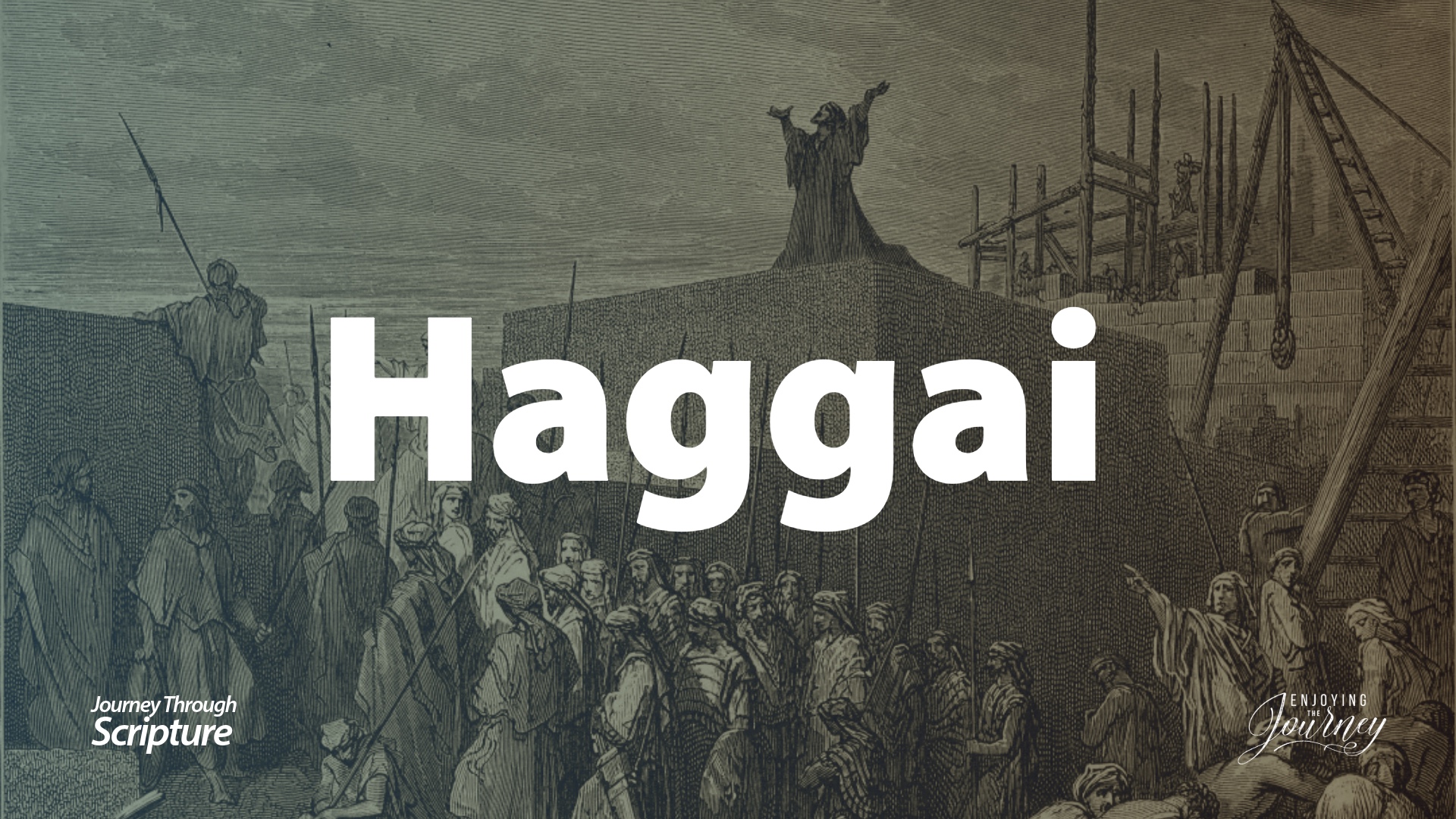 It also discusses the Four Sermons in Haggai It is in that context that God raises up the prophet Haggai with four sermons in four months. The Word of the Lord comes to Haggai, and he preaches four sermons. Each one of them is dated for us. Each sermon targets a different problem. You can read them in Haggai chapters one and two. In his first sermon (Haggai 1:1-15), Haggai preached on the danger of waiting when we should be working. They were waiting for a sign to build. He said, You don't need a sign, you need to obey God. Haggai's second sermon (Haggai 2:1-9) explained the danger of lamenting the past and missing the present. They were sorrowing over the destruction of the past temple. God said, Build a new one. It was G. Campbell Morgan who said, “It is impossible to unlock the present with the rusty key of the past." Many people are bogged down in their past and miss the present. Keep in mind what is at hand and what is ahead. The third sermon he preached (Haggai 2:10-19) described the danger of seeing only the material and neglecting the supernatural. They could see the work that needed to be done, but they missed the fact that God had resources that would help them get it done. The Lord was behind all of this. The fourth sermon (Haggai 2:20-23) warned against the danger of recognizing who is against us and forgetting who is for us. They were concentrating on the opposition and forgetting that “greater is he that is in you, than he that is in the world” (1 John 4:4). A journey through Haggai shows us the importance of performing the work that God has told us to do, and His glory in our obedience. The image leads to an overview of Haggai. Overview of Haggai