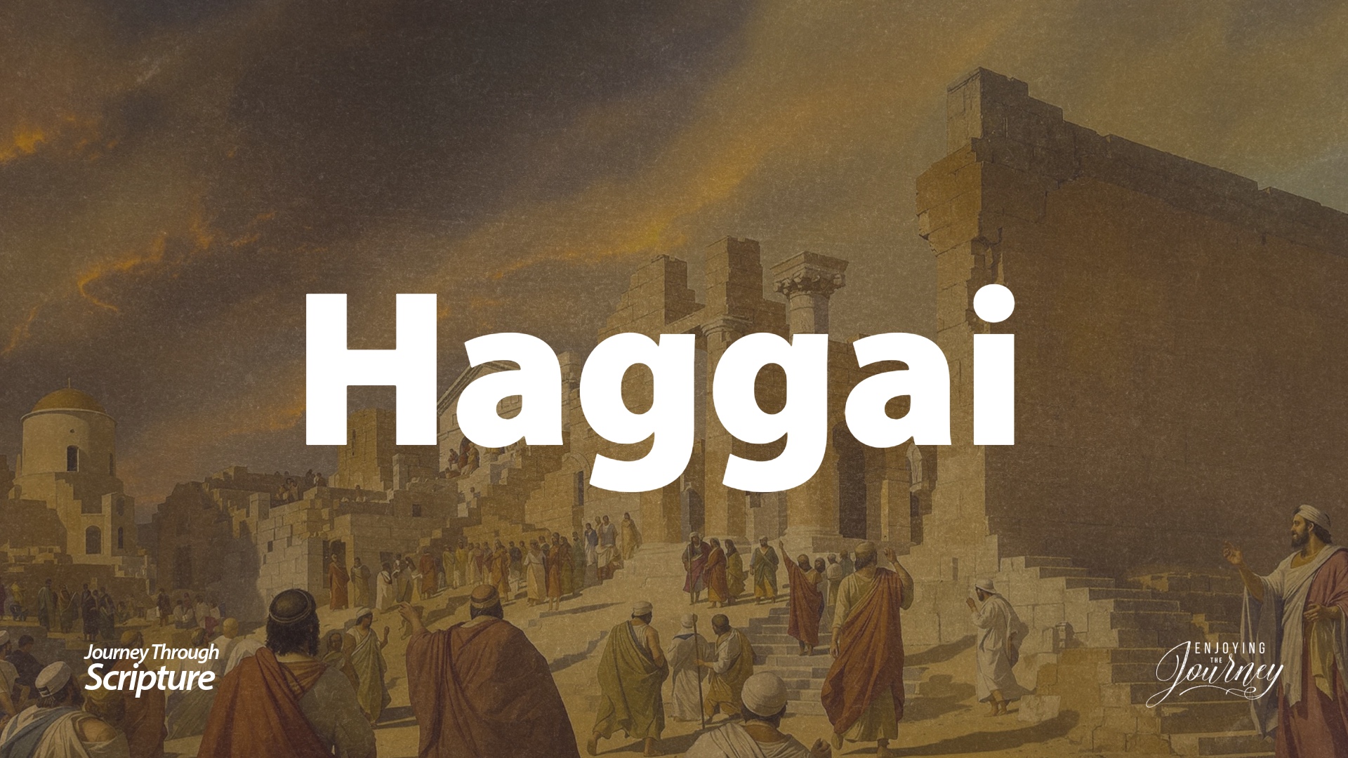It also discusses the Four Sermons in Haggai It is in that context that God raises up the prophet Haggai with four sermons in four months. The Word of the Lord comes to Haggai, and he preaches four sermons. Each one of them is dated for us. Each sermon targets a different problem. You can read them in Haggai chapters one and two. In his first sermon (Haggai 1:1-15), Haggai preached on the danger of waiting when we should be working. They were waiting for a sign to build. He said, You don't need a sign, you need to obey God. Haggai's second sermon (Haggai 2:1-9) explained the danger of lamenting the past and missing the present. They were sorrowing over the destruction of the past temple. God said, Build a new one. It was G. Campbell Morgan who said, “It is impossible to unlock the present with the rusty key of the past." Many people are bogged down in their past and miss the present. Keep in mind what is at hand and what is ahead. The third sermon he preached (Haggai 2:10-19) described the danger of seeing only the material and neglecting the supernatural. They could see the work that needed to be done, but they missed the fact that God had resources that would help them get it done. The Lord was behind all of this. The fourth sermon (Haggai 2:20-23) warned against the danger of recognizing who is against us and forgetting who is for us. They were concentrating on the opposition and forgetting that “greater is he that is in you, than he that is in the world” (1 John 4:4). A journey through Haggai shows us the importance of performing the work that God has told us to do, and His glory in our obedience. Image leads to an overview of Haggai