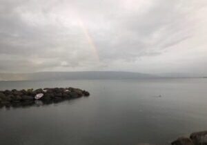 Rainbow over the northern end of the Sea of Galilee on a rainy winter day. It was amazing to see this symbol of Christ, and His peace, in Galilee where He lived on earth. Photo by John Buckner