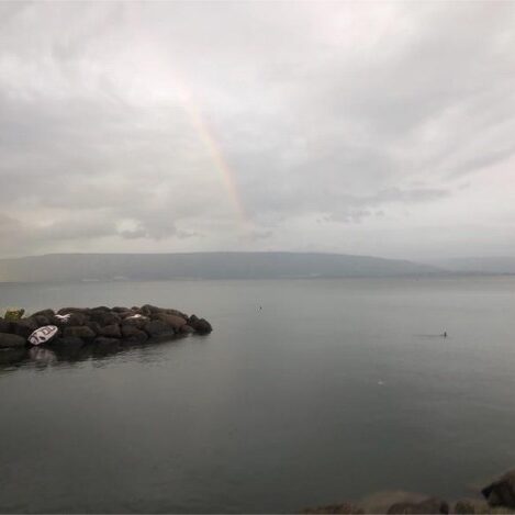 Rainbow over the northern end of the Sea of Galilee on a rainy winter day. It was amazing to see this symbol of Christ, and His peace, in Galilee where He lived on earth. Photo by John Buckner