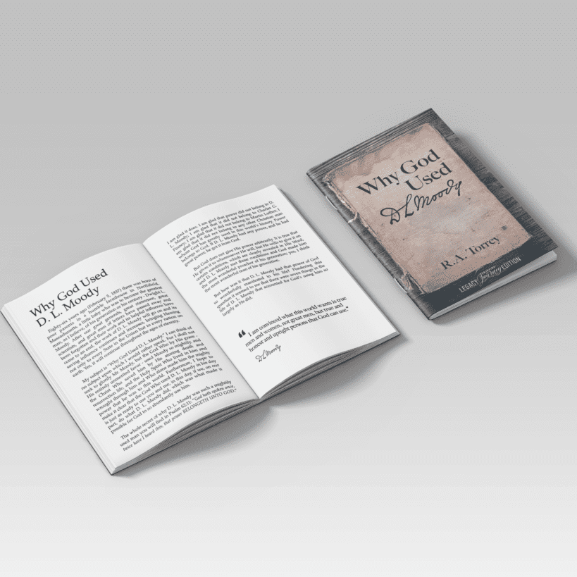 Why God Used D.L. Moody, Why God Used D.L. Moody by Torrey Moody Power, Why God Used D.L. Moody book, Cover: Soft-touch - 50 pages Introduction D.L. Moody was a man mightily used by God. The Lord enabled Moody to preach the gospel to millions of people across the globe. It is evident that God placed His hand of blessing upon Moody, but why? R.A. Torrey served alongside Moody for many years and was the most qualified to write on this topic. In this classic work, Torrey lays out seven reasons God used D.L. Moody. We desire that God will use this book to raise up an army of young men and women who will experience the power of God upon their lives. God's power rested on Moody only as he yielded to the Source of all power and blessing - the LORD. Table of Contents Dedication Prologue: Why God Used D. L. Moody 1. A Fully Surrendered Man 2. A Man of Prayer 3. A Deep and Practical Student of The Bible 4. A Humble Man 5. A Man Free From the Love of Money 6. A Man with A Consuming Passion for the Salvation of the Lost 7. A Man Definitely Endued With Power From on High.