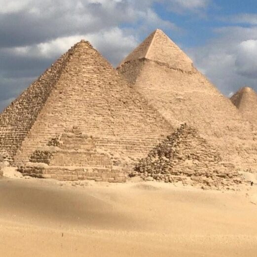 The world famous pyramids of Giza near Cairo. These pyramids would have been standing when the Israelites were in Egypt. The pyramids have been altered through the millenia, but the basic structure has remained unchanged. Photo by John Buckner