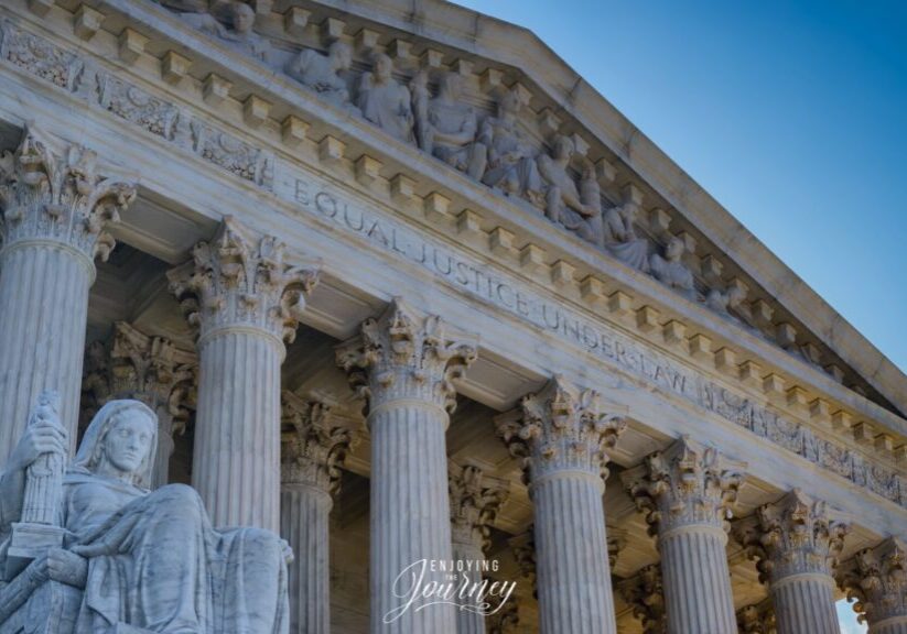 Ephesians 6 reminds us that there are many in this world who are exercising their authority under the authority of Satan. We live in time, yet God is eternal. In time, when human justice fails, God's justice will prevail in eternity. Supreme court building with phrase Equal Justice Under Law carved into it.