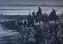 As you stand on the brink of the Jordan, on the verge of the next season that God has for you, how should you approach it? Here are 10 Principles from Joshua 3 on Walking by Faith in the New Year. This image is of Joshua and the children of Israel crossing the jordan river as is detailed in Joshua 3.