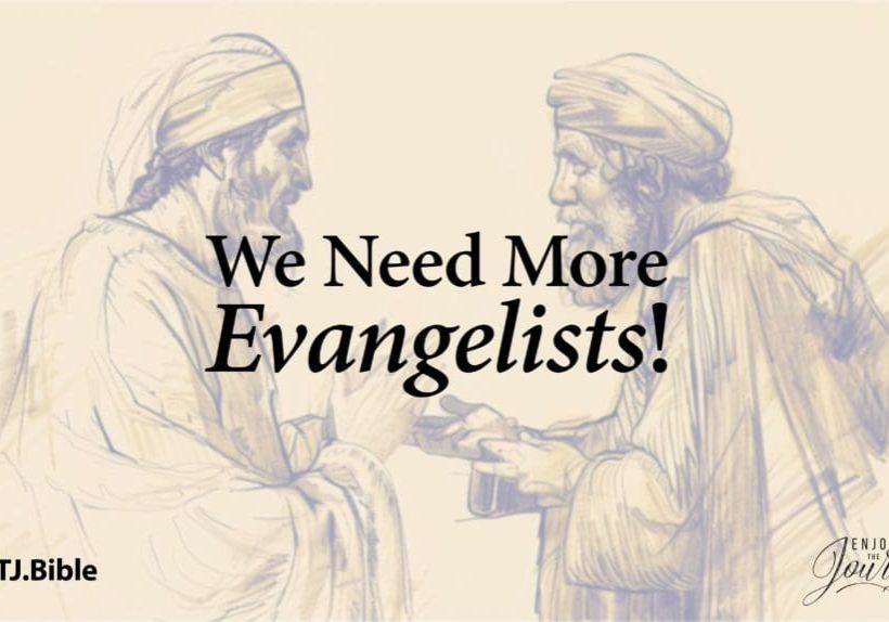 The work of evangelism is not just for evangelists. In fact, most evangelism will never be done within the confines of a church building or in the structure of an evangelistic crusade. The gospel is most effective one on one...just like Jesus deals with every sinner. Evangelism is one recipient of the good news sharing that good news with someone else. The word evangelism is rooted in the word "evangel," literally, good news! The evangelist is not the message; he simply carries it. The evangelist is not to receive the praise; only the Evangel, Jesus Christ, is worthy of glory. We need more Evangelists.