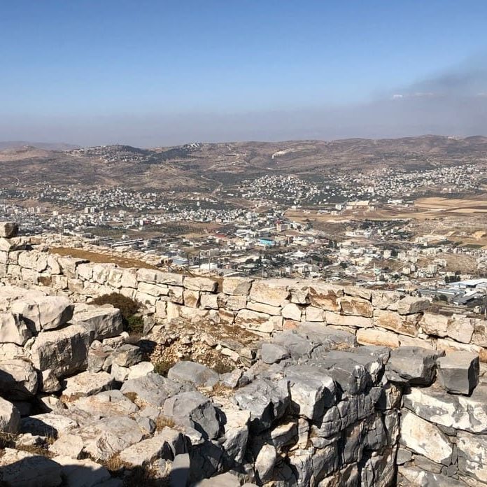 Ruins of the Samaritan temple on Mount Gerizim overlooking Shechem. A massive, ancient staircase leads up from the valley floor to the temple. A small remnant of Samaritans lives nearby in a village on the mountain. They still practice their ancient religion.